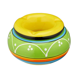 4/24x Sturmaschenbecher "Toscana" Ø 11cm Keramik bunt Aschenbecher Windaschenbecher