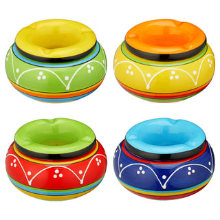 4/24x Sturmaschenbecher "Toscana" Ø 11cm Keramik bunt Aschenbecher Windaschenbecher