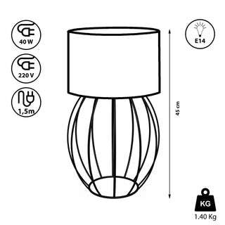 Extravagante Tischleuchte H45 cm bauchig weiß - Wohnen
