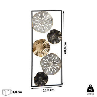 Wanddeko aus Metall im Rahmen Wandkunst Ringe Kreise Blumen Eisen