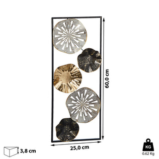 Wanddeko aus Metall im Rahmen Wandkunst Ringe Kreise Blumen Eisen