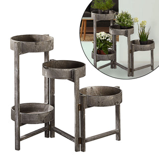 Pflanztreppe rund mit 4 Stufen klappbar im Vintage Landhausstil 25 x 62 x 100 cm