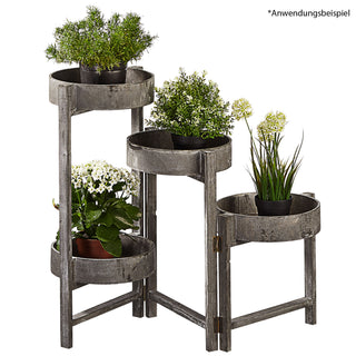 Pflanztreppe rund mit 4 Stufen klappbar im Vintage Landhausstil 25 x 62 x 100 cm