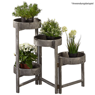 Pflanztreppe rund mit 4 Stufen klappbar im Vintage Landhausstil 25 x 62 x 100 cm