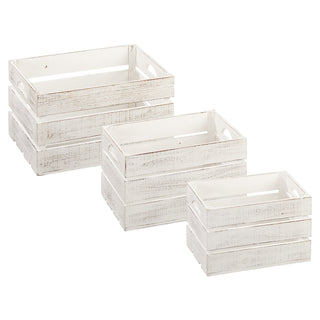 3er Set Vintage Weinkisten antikweiß Aufbewarungsboxen Deko antik shabby Look Ho