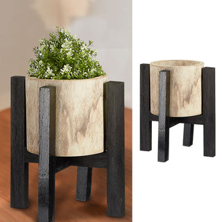 Blumentopf mit Ständer Holz Übertopf mit Folieninlay 29x36/37x39 Pflanztopf Topf auf Füßen Dekotopf zweifarbig