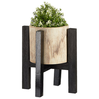 Blumentopf mit Ständer Holz Übertopf mit Folieninlay 29x36/37x39 Pflanztopf Topf auf Füßen Dekotopf zweifarbig