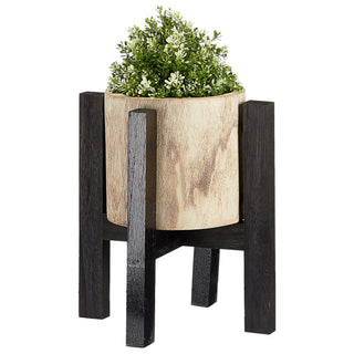 Blumentopf mit Ständer Holz Übertopf mit Folieninlay 29x36/37x39 Pflanztopf Topf auf Füßen Dekotopf zweifarbig