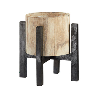 Blumentopf mit Ständer Holz Übertopf mit Folieninlay 29x36/37x39 Pflanztopf Topf auf Füßen Dekotopf zweifarbig