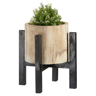 Blumentopf mit Ständer Holz Übertopf mit Folieninlay 29x36/37x39 Pflanztopf Topf auf Füßen Dekotopf zweifarbig