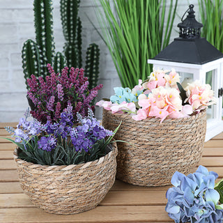 Aufbewahrungskorb 2er Set Pflanzkorb Hanf Kunstofffolien-Inlay S:20x20x13cm L:23x23x17cm Übertopf Körbe