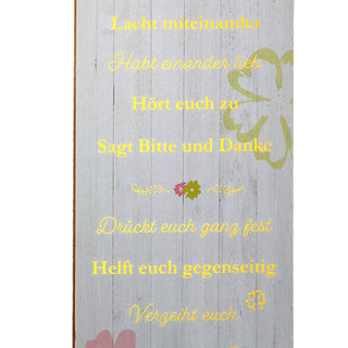 Plankenschild Wandbild Gold Familienregeln Familienschild Sprüche Familie Regeln Holzoptik