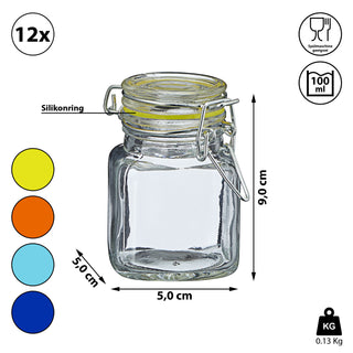12x Bügelglas Einmachglas Gewürzglas Aufbewahrungsglas 100ml Fassungsvermögen