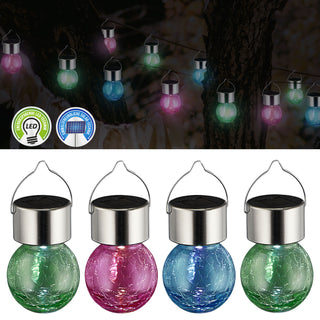 4x Solarleuchten Crackle Color bunt zum Hängen mit Lichtsensor