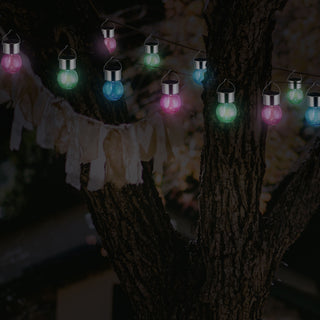 4x Solarleuchten Crackle Color bunt zum Hängen mit Lichtsensor