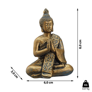 3x Buddha sitzend Gr:S gold H10 cm Dekofigur Skulptur Statue Gartenfigur Feng Shui