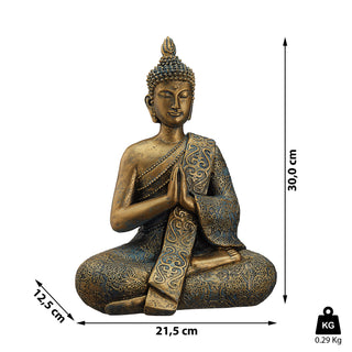 Buddha sitzend L gold H 30 cm Dekofigur Skulptur Statue Gartenfigur Feng Shui