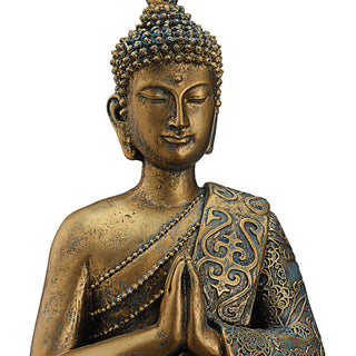 Buddha sitzend L gold H 30 cm Dekofigur Skulptur Statue Gartenfigur Feng Shui
