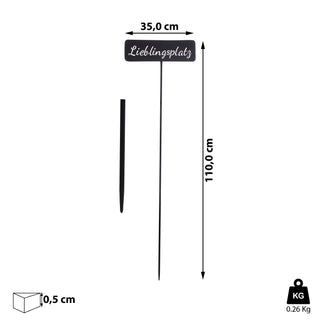 Gartenstecker "Lieblingsplatz" aus Metall schwarz lackiert H 110 cm aus Zink
