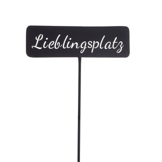 Gartenstecker "Lieblingsplatz" aus Metall schwarz lackiert H 110 cm aus Zink