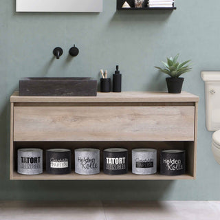 Toilettenpapier Banderole Filz 6er Set mit 3 Sprüchen mit Klettverschluss hellgrau/anthrazit Toilettenrollenhülle Klopapier