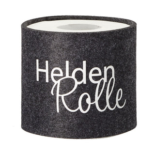 Toilettenpapier Banderole Filz 6er Set mit 3 Sprüchen mit Klettverschluss hellgrau/anthrazit Toilettenrollenhülle Klopapier