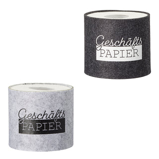 Toilettenpapier Banderole Filz 6er Set mit 3 Sprüchen mit Klettverschluss hellgrau/anthrazit Toilettenrollenhülle Klopapier