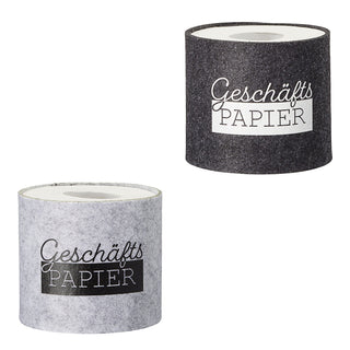 Toilettenpapier Banderole Filz 6er Set mit 3 Sprüchen mit Klettverschluss hellgrau/anthrazit Toilettenrollenhülle Klopapier