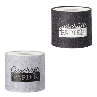 Toilettenpapier Banderole Filz 6er Set mit 3 Sprüchen mit Klettverschluss hellgrau/anthrazit Toilettenrollenhülle Klopapier