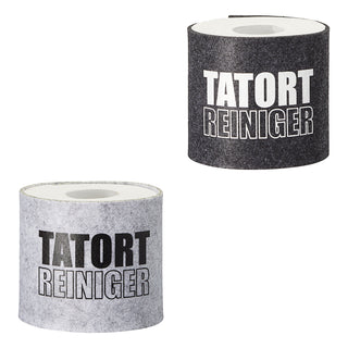 Toilettenpapier Banderole Filz 6er Set mit 3 Sprüchen mit Klettverschluss hellgrau/anthrazit Toilettenrollenhülle Klopapier