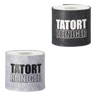 Toilettenpapier Banderole Filz 6er Set mit 3 Sprüchen mit Klettverschluss hellgrau/anthrazit Toilettenrollenhülle Klopapier