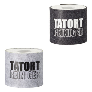 Toilettenpapier Banderole Filz 6er Set mit 3 Sprüchen mit Klettverschluss hellgrau/anthrazit Toilettenrollenhülle Klopapier