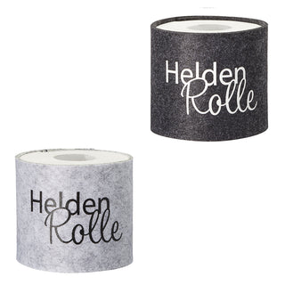 Toilettenpapier Banderole Filz 6er Set mit 3 Sprüchen mit Klettverschluss hellgrau/anthrazit Toilettenrollenhülle Klopapier