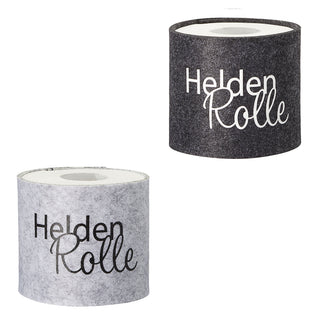 Toilettenpapier Banderole Filz 6er Set mit 3 Sprüchen mit Klettverschluss hellgrau/anthrazit Toilettenrollenhülle Klopapier