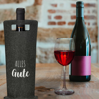 Flaschentasche "Alles Gute" Filz Tragegriff Geschenkverpackung Flaschentasche Filztasche