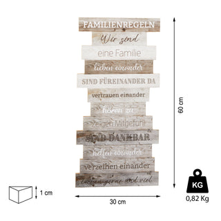 Plankenschild Wandbild Shabby Chic Familienregeln Familienschild Sprüche Familie Regeln