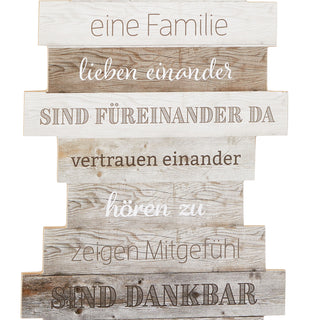 Plankenschild Wandbild Shabby Chic Familienregeln Familienschild Sprüche Familie Regeln