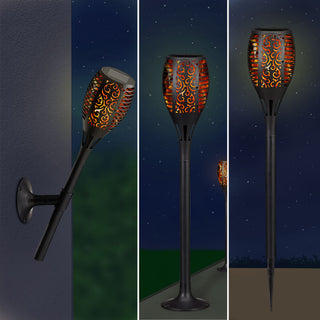 LED Solar Fackel, real. Flammenflackern ca. 58cmH, Licht, Lampen, stellen, stecken, Wandhalterung