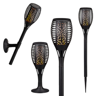 LED Solar Fackel, real. Flammenflackern ca. 58cmH, Licht, Lampen, stellen, stecken, Wandhalterung