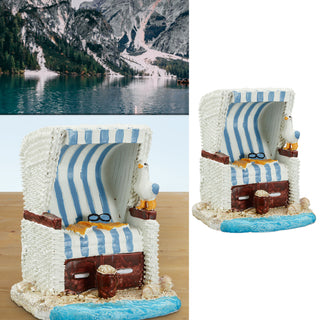 Deko Strandkorb 10x12cm Korb maritim blau weiß Strandmöbel Sitzkorb