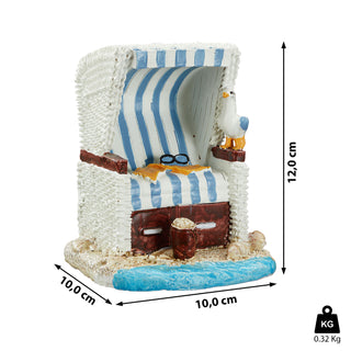 Deko Strandkorb 10x12cm Korb maritim blau weiß Strandmöbel Sitzkorb