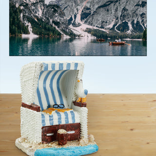 Deko Strandkorb 10x12cm Korb maritim blau weiß Strandmöbel Sitzkorb