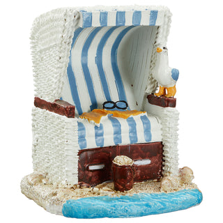 Deko Strandkorb 10x12cm Korb maritim blau weiß Strandmöbel Sitzkorb