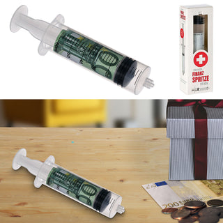 1/2x Finanzspritze 15x3cm Geldgeschenk Spritze Geld Verpackung Geldspritze Wunscherfüller