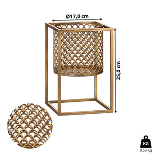 Pflanztopf quadratischer Ständer gold H25 cm Ø17 cm Blumentopf Blumenständer