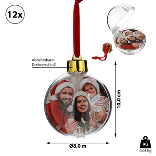 DIY Christbaumkugel 12er Set Weihnachtsschmuck Weihnachtskugeln mit Hänger Baumschmuck Kugeln