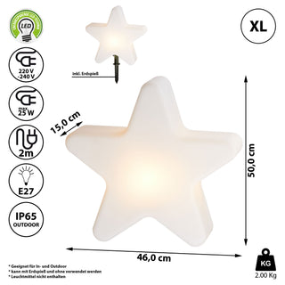 Sternlampe XL Outdoor mit Steckfuß 50cm Stern Leuchte Lampe Erdspieß Indoor Outdoor Gartenleuchte