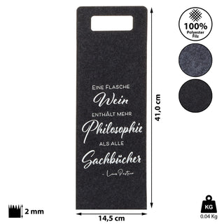 4er Set Weinflaschentasche aus Filz mit Sprüchen in 4 Designs ca. 41 x 14,5 cm