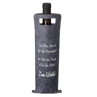 4er Set Weinflaschentasche aus Filz mit Sprüchen in 4 Designs ca. 41 x 14,5 cm