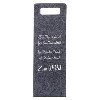 4er Set Weinflaschentasche aus Filz mit Sprüchen in 4 Designs ca. 41 x 14,5 cm